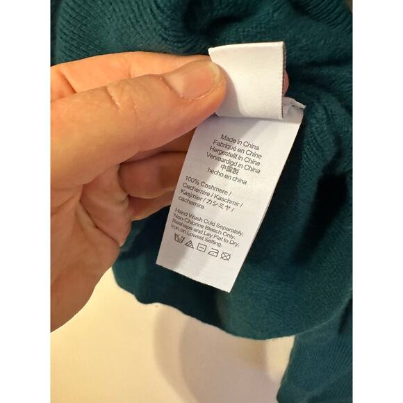 J. Crew Soft 100% Cashmere Teal Green Unisex Crew Neck Pullover Sweater Size L - Picture 5 of 6